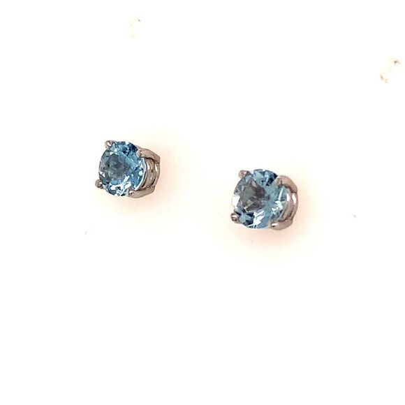 Natural Aquamarine Stud Earrings 14k White Gold 1.0 CTW Certified $590 111539 - Picture 7 of 11